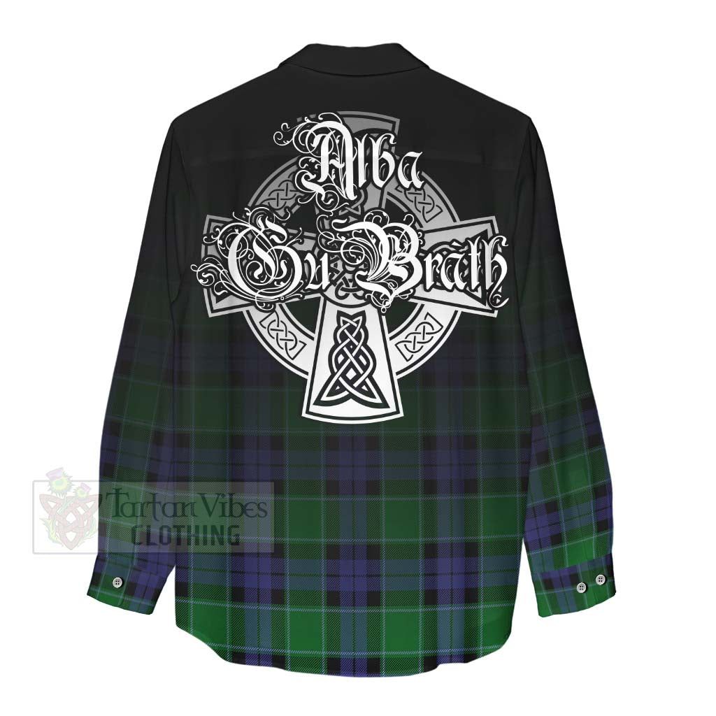 Tartan Vibes Clothing Monteith Tartan Women's Casual Shirt Featuring Alba Gu Brath Family Crest Celtic Inspired