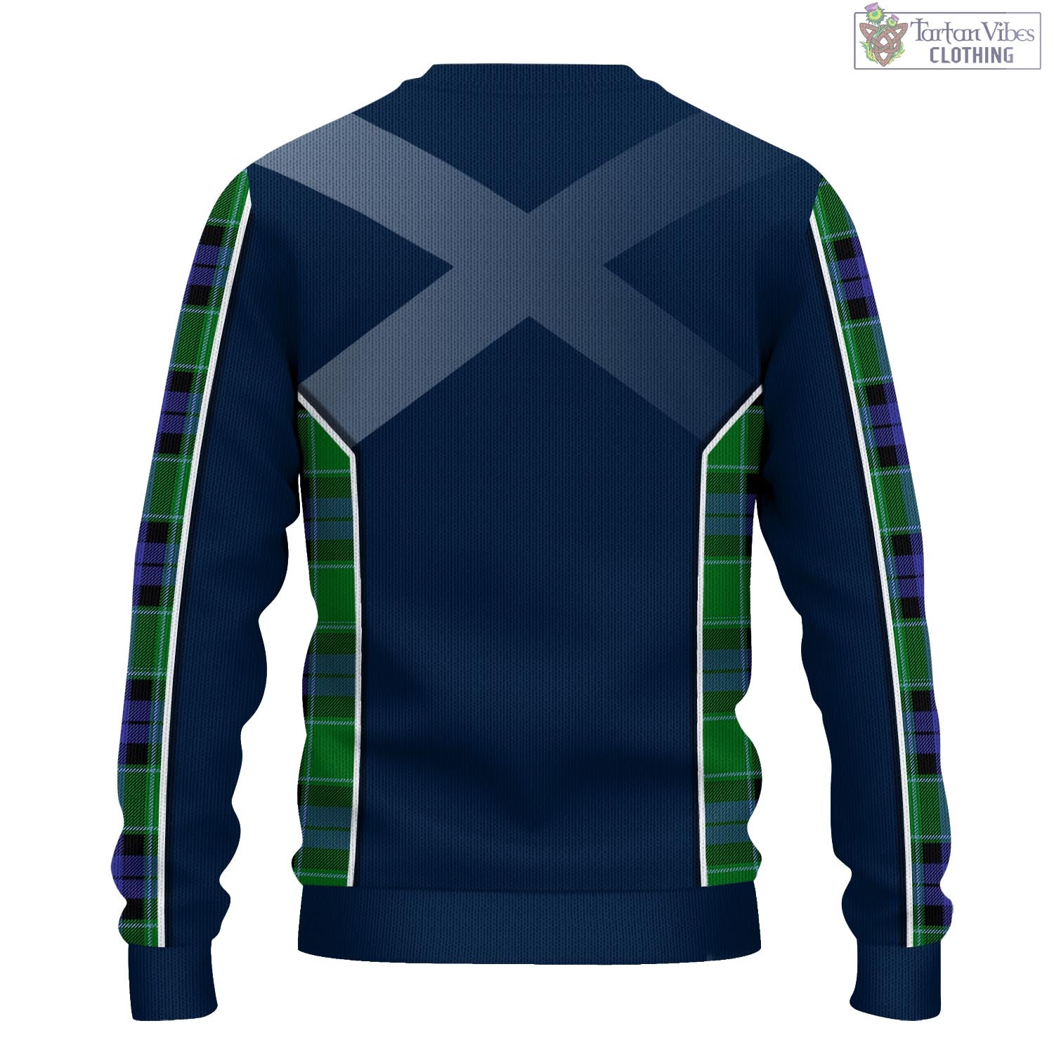 Tartan Vibes Clothing Monteith Tartan Knitted Sweatshirt with Family Crest and Scottish Thistle Vibes Sport Style