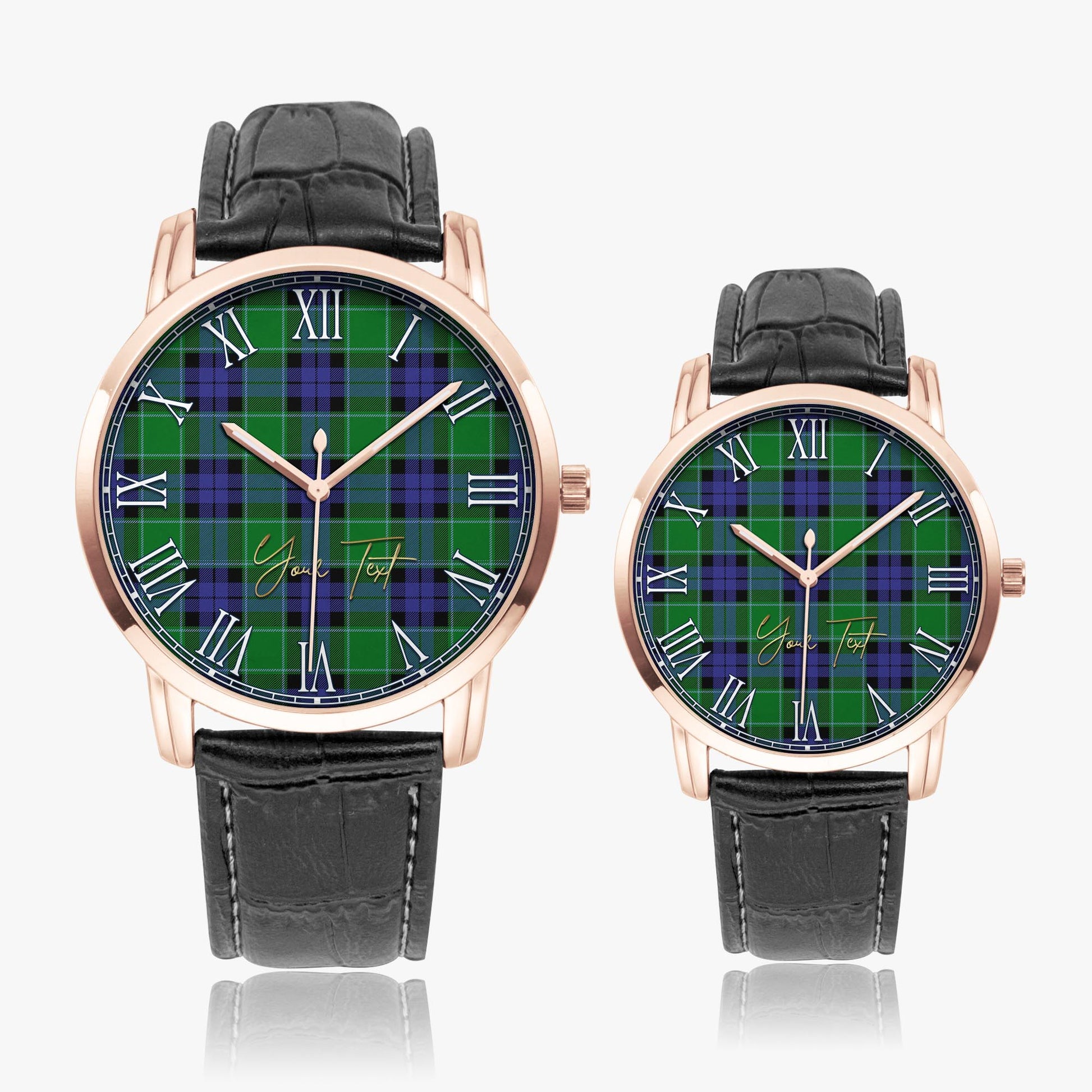 Monteith Tartan Personalized Your Text Leather Trap Quartz Watch - Tartan Vibes Clothing