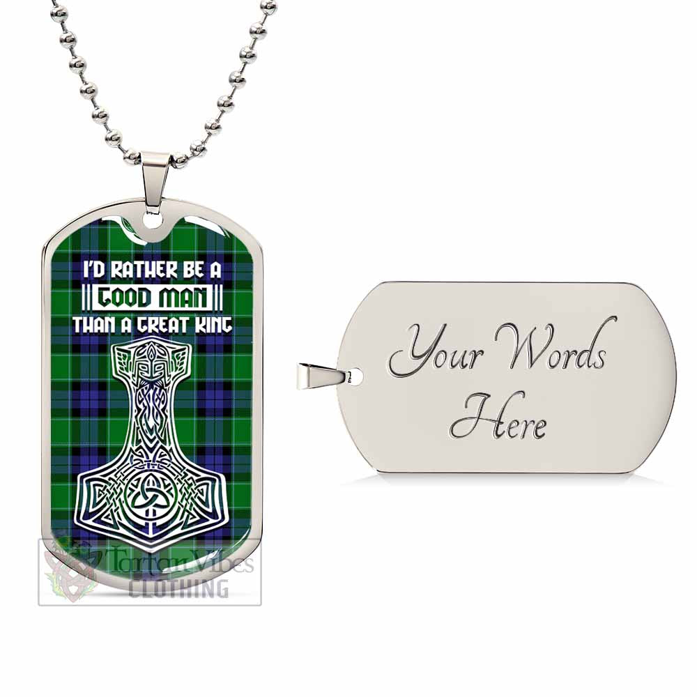 Monteith Tartan Dog Tag Necklace Viking Mjolnir Style Silver Yes - Tartan Vibes Clothing