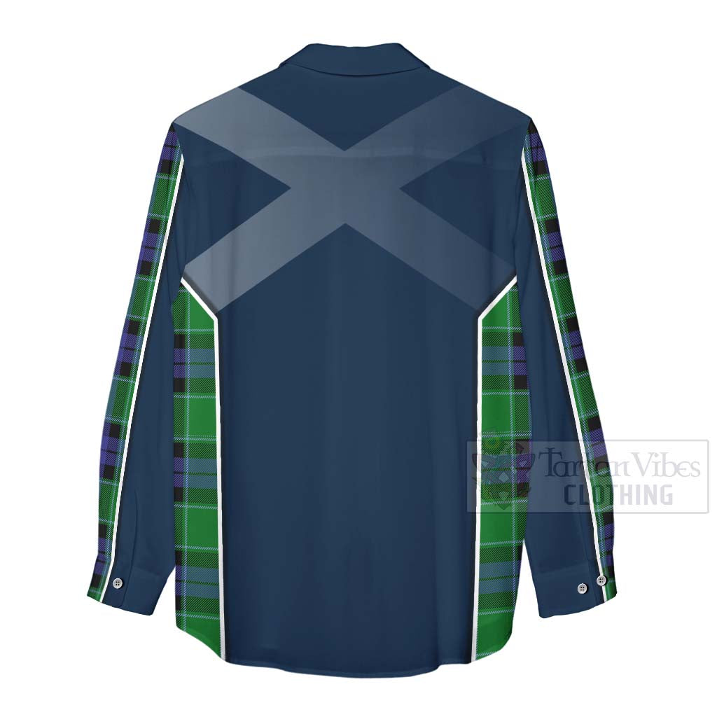 Tartan Vibes Clothing Monteith Tartan Women's Casual Shirt with Family Crest and Scottish Thistle Vibes Sport Style