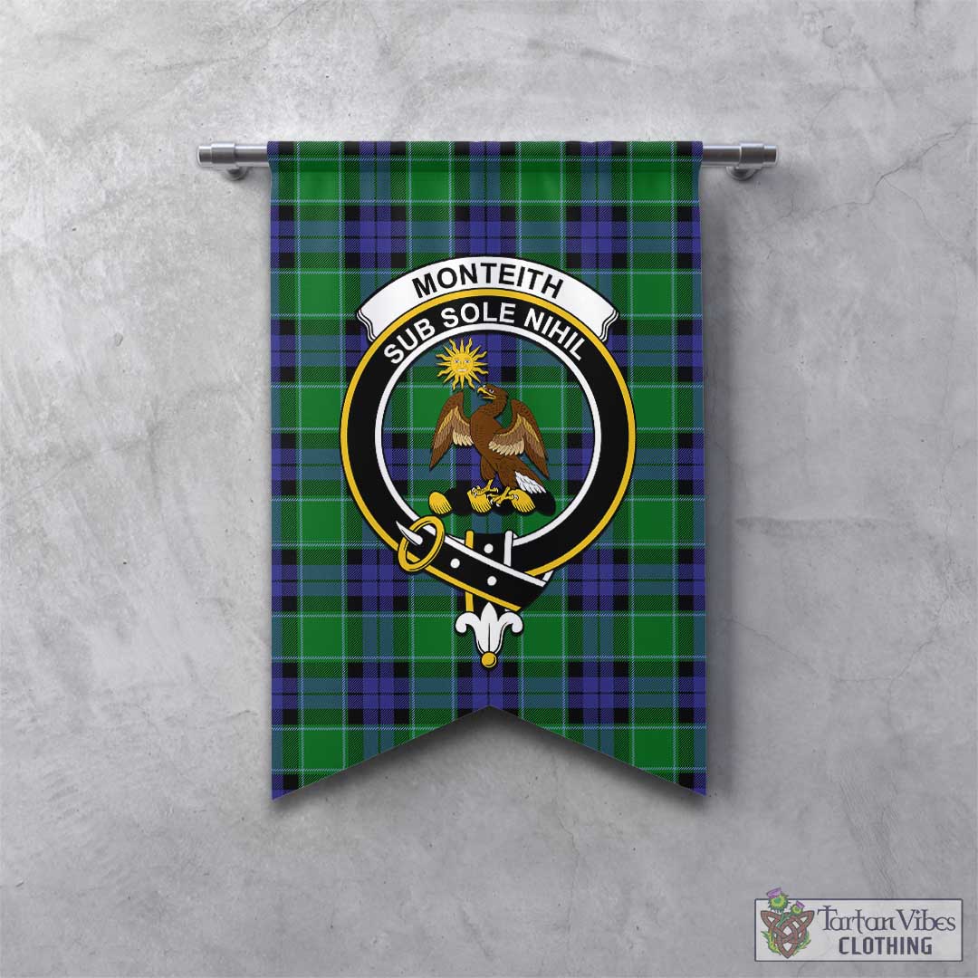 Tartan Vibes Clothing Monteith Tartan Gonfalon, Tartan Banner with Family Crest