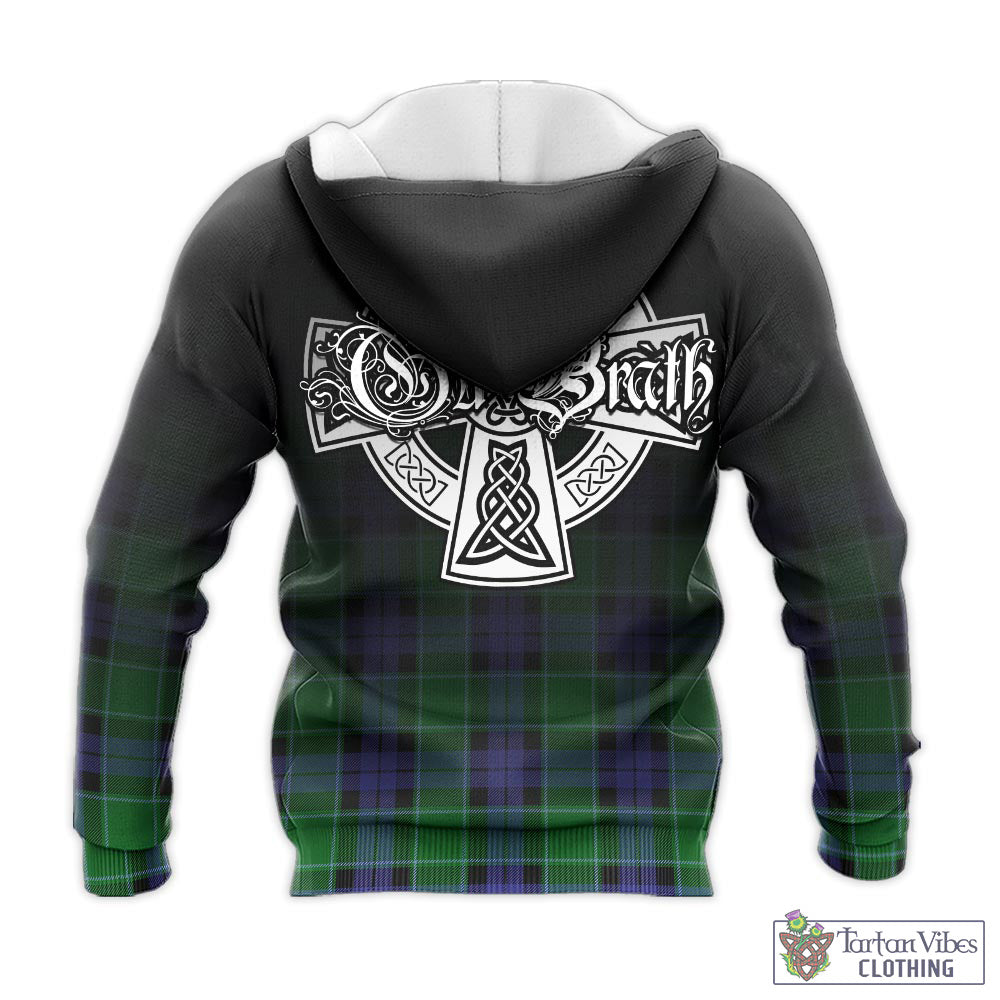 Tartan Vibes Clothing Monteith Tartan Knitted Hoodie Featuring Alba Gu Brath Family Crest Celtic Inspired