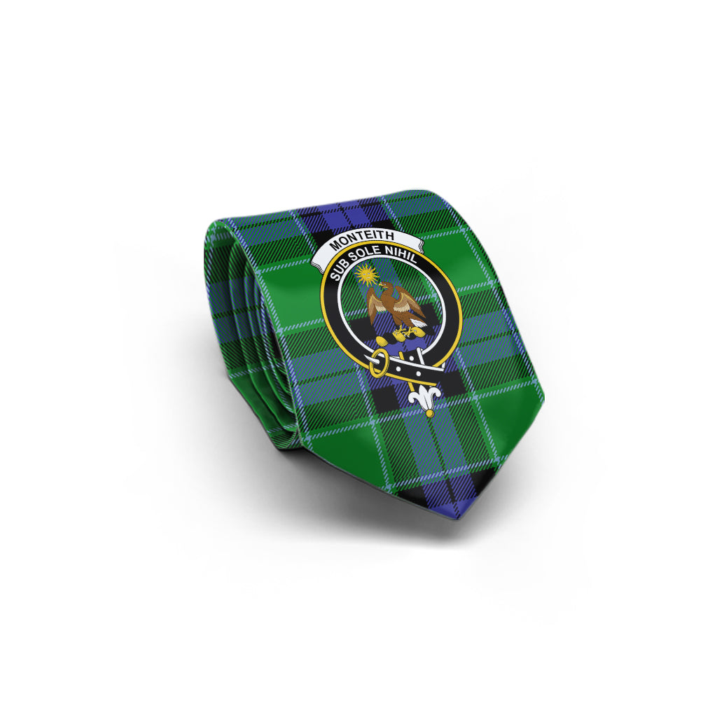 Monteith Tartan Classic Necktie with Family Crest - Tartan Vibes Clothing