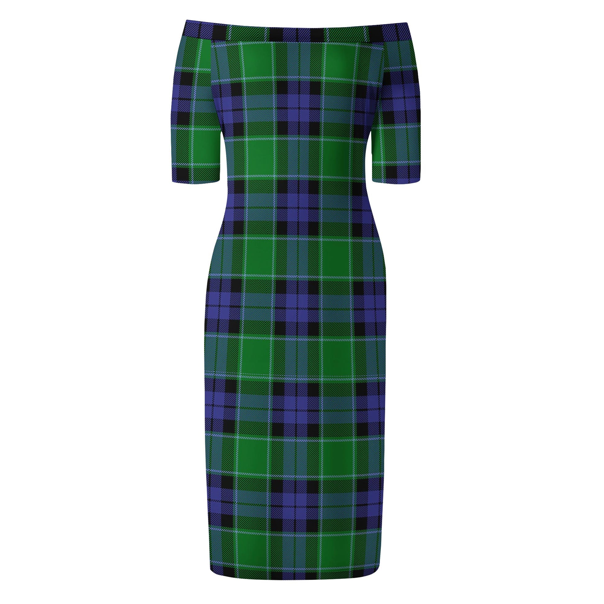 Monteith Tartan Off Shoulder Lady Dress - Tartanvibesclothing