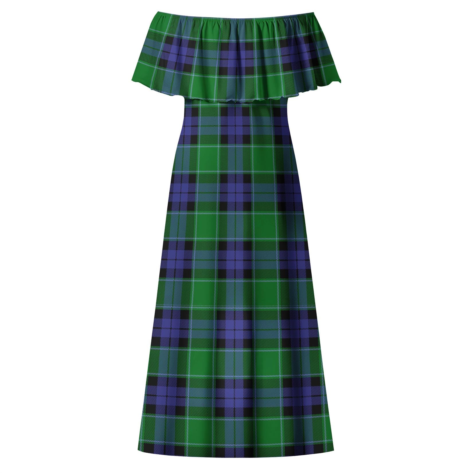 Monteith Tartan Off Shoulder Long Dress - Tartanvibesclothing