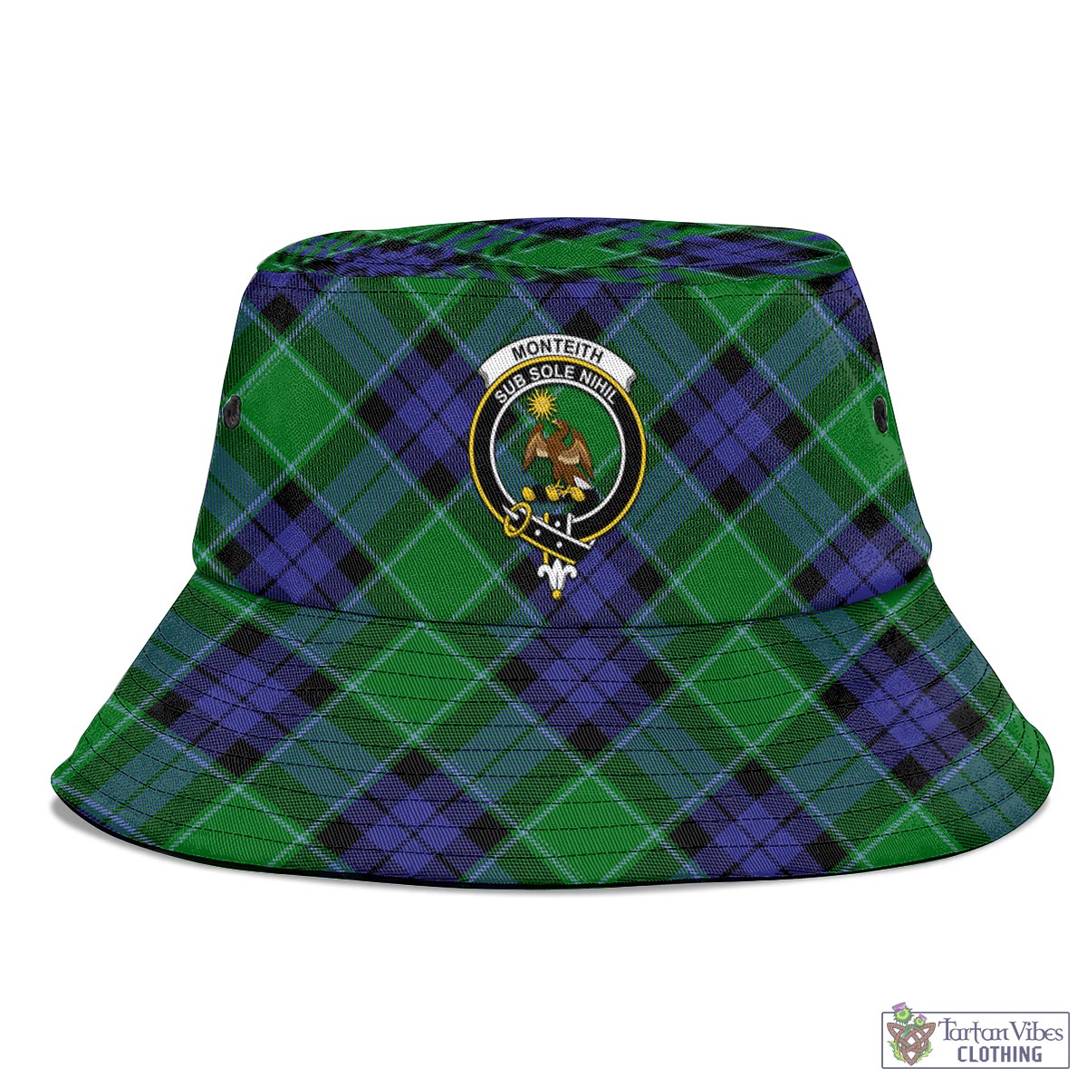 Tartan Vibes Clothing Monteith Tartan Bucket Hat with Family Crest