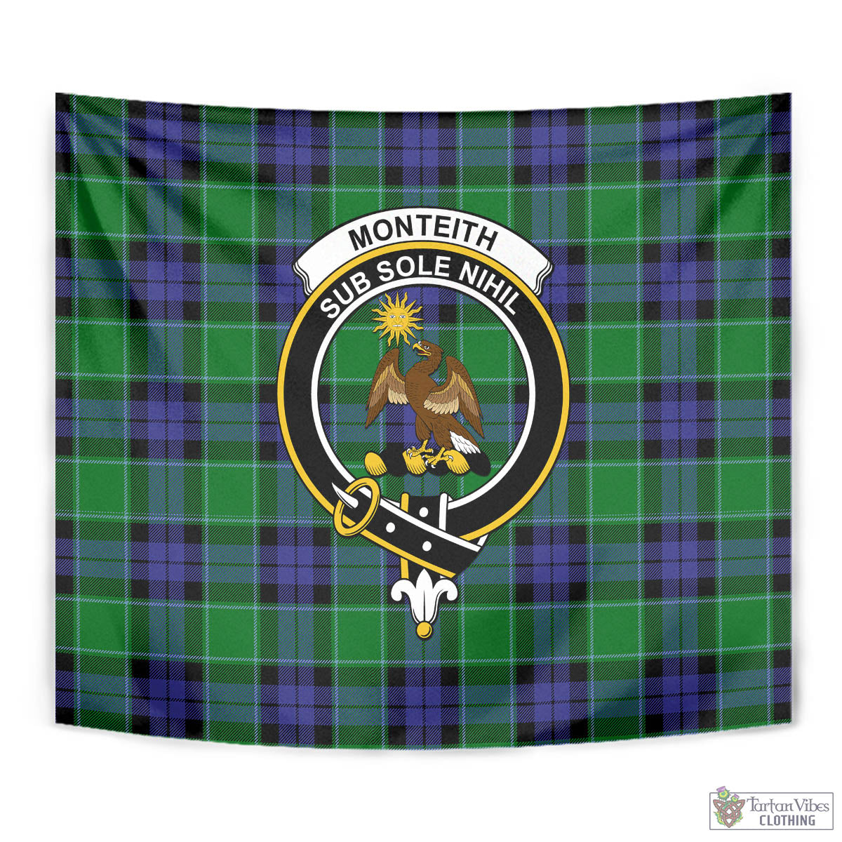 Tartan Vibes Clothing Monteith Tartan Tapestry Wall Hanging and Home Decor for Room with Family Crest