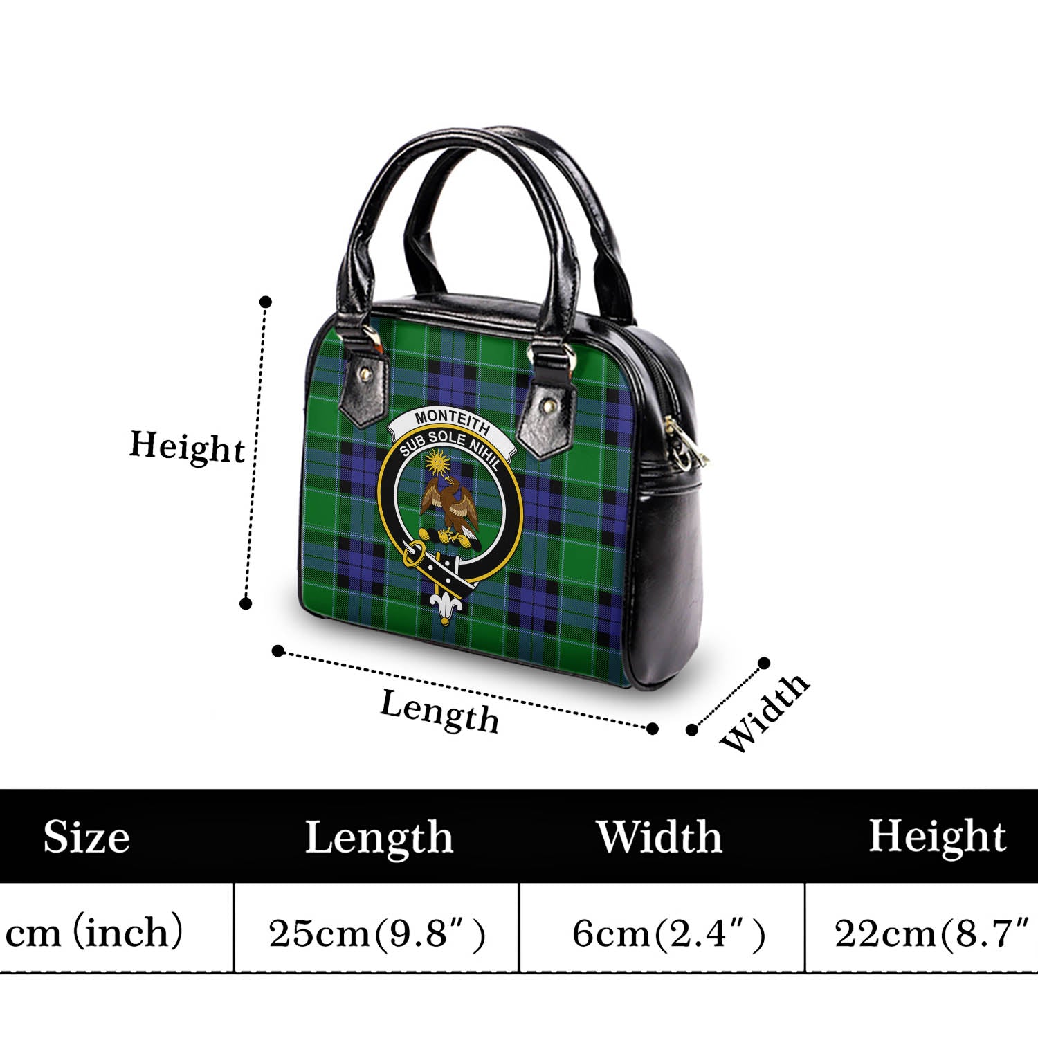 Monteith Tartan Shoulder Handbags with Family Crest - Tartanvibesclothing