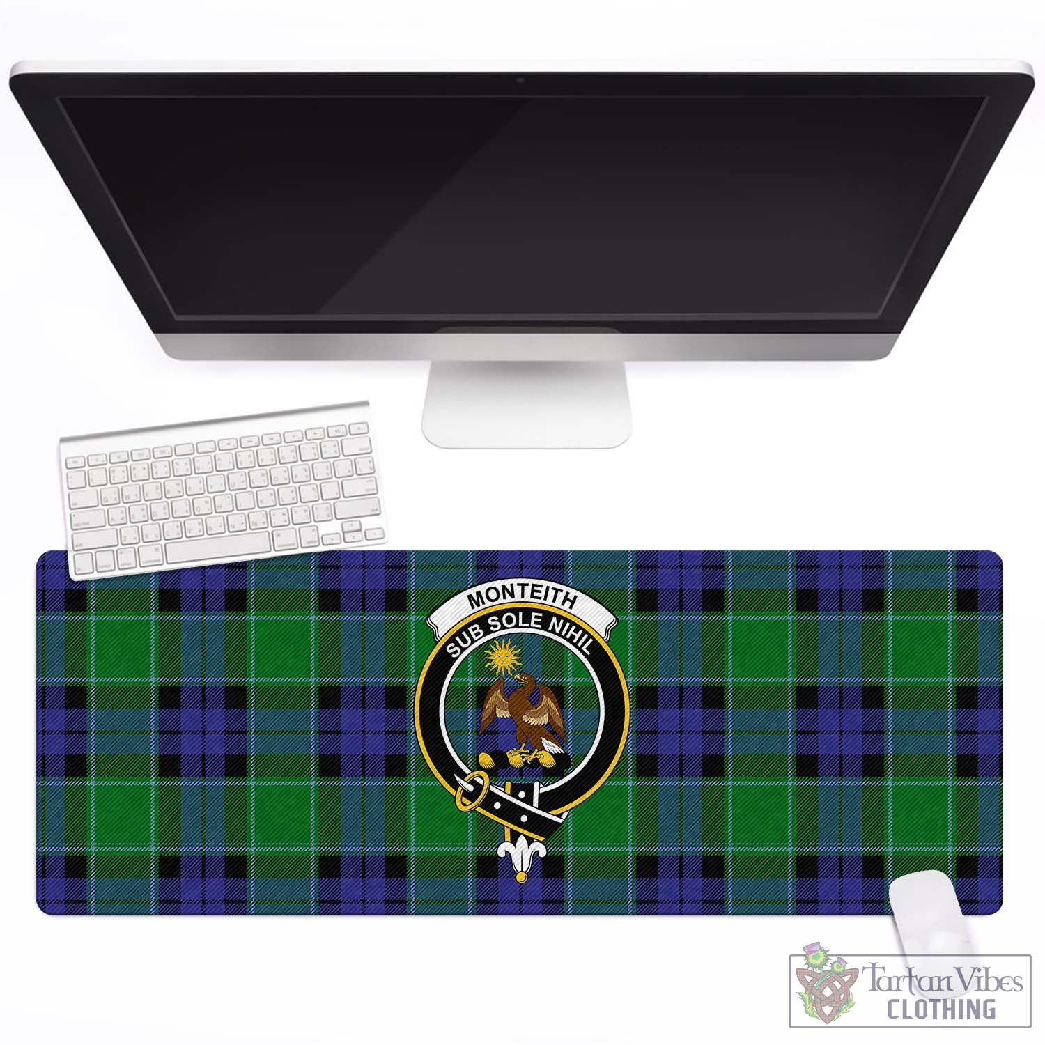 Tartan Vibes Clothing Monteith Tartan Mouse Pad with Family Crest