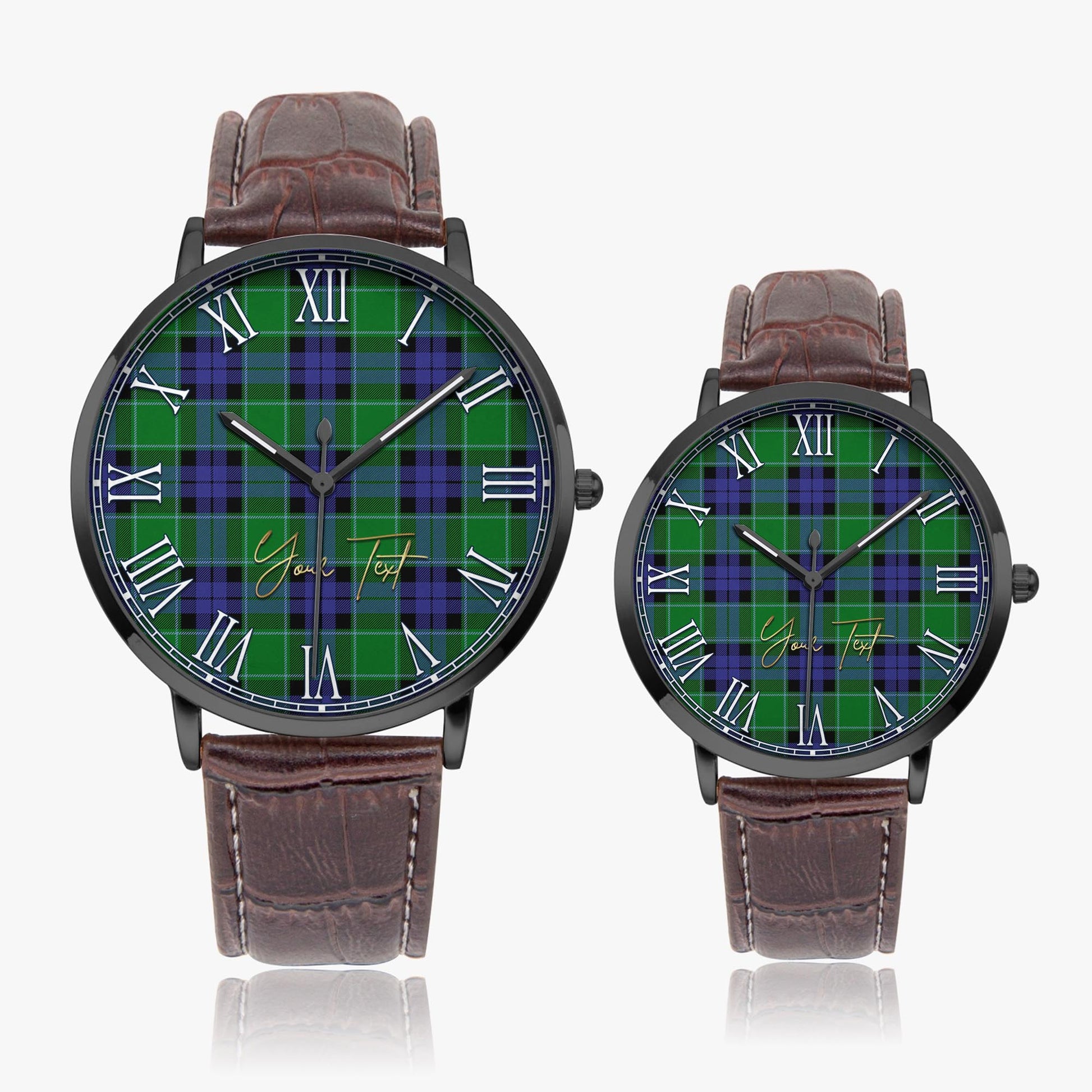 Monteith Tartan Personalized Your Text Leather Trap Quartz Watch - Tartan Vibes Clothing