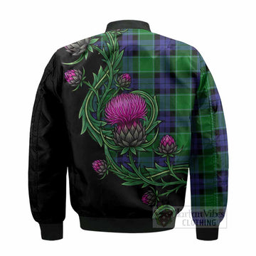 Monteith Tartan Bomber Jacket Resilient Scottish Thistle - Tartan Vibes Clothing