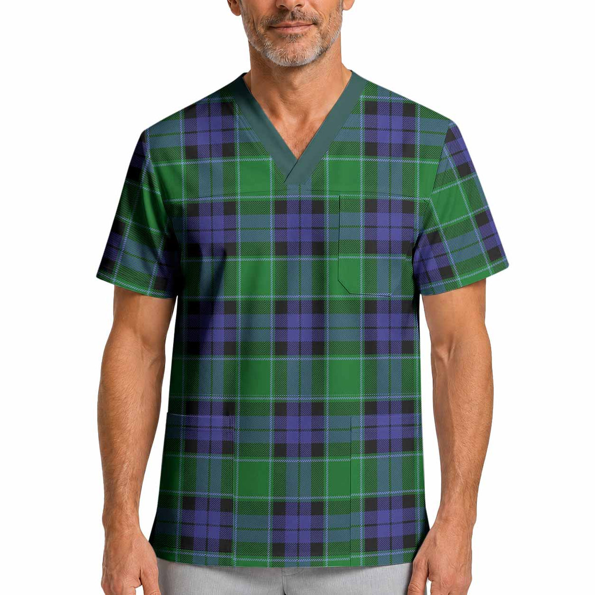Monteith Tartan Scrub Top XL - Tartan Vibes Clothing