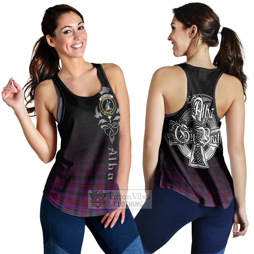 Tartan Vibes Clothing Montgomery Tartan Women's Racerback Tanks Featuring Alba Gu Brath Family Crest Celtic Inspired