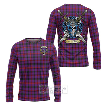 Montgomery Tartan Long Sleeve T-Shirt with Family Crest Celtic Skull Style