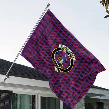 Montgomery Tartan House Flag with Family Crest