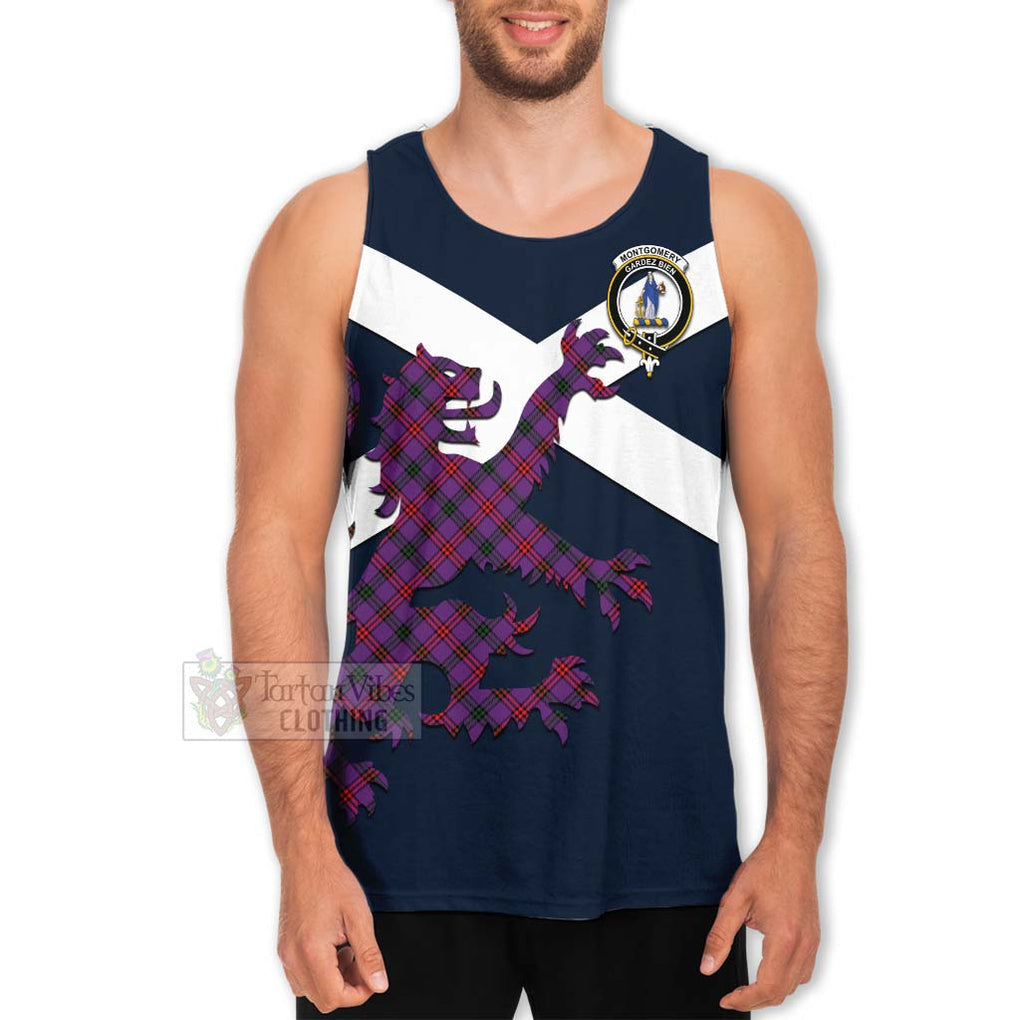 Tartan Vibes Clothing Montgomery Tartan Lion Rampant Men's Tank Top – Proudly Display Your Heritage with Alba Gu Brath and Clan Name