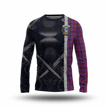 Montgomery Tartan Long Sleeve T-Shirt with Family Crest Cross Sword Thistle Celtic Vibes