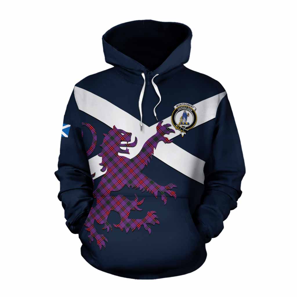 Tartan Vibes Clothing Montgomery Tartan Lion Rampant Cotton Hoodie Proudly Display Your Heritage with Alba Gu Brath and Clan Name