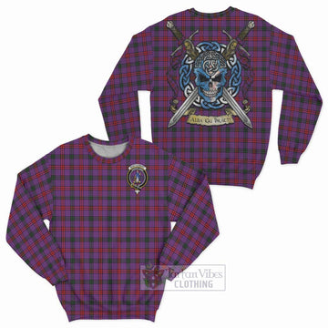 Montgomery Tartan Sweatshirt with Family Crest Celtic Skull Style