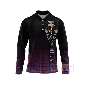 Montgomery Tartan Long Sleeve Polo Shirt Featuring Alba Gu Brath Family Crest Celtic Inspired