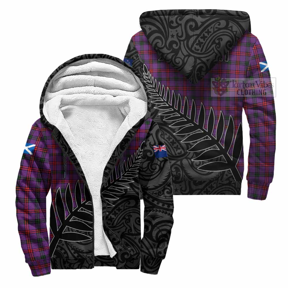 Tartan Vibes Clothing Montgomery Crest Tartan Sherpa Hoodie with New Zealand Silver Fern Half Style