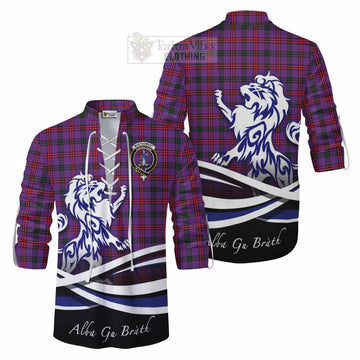 Montgomery Tartan Ghillie Kilt Shirt with Alba Gu Brath Regal Lion Emblem