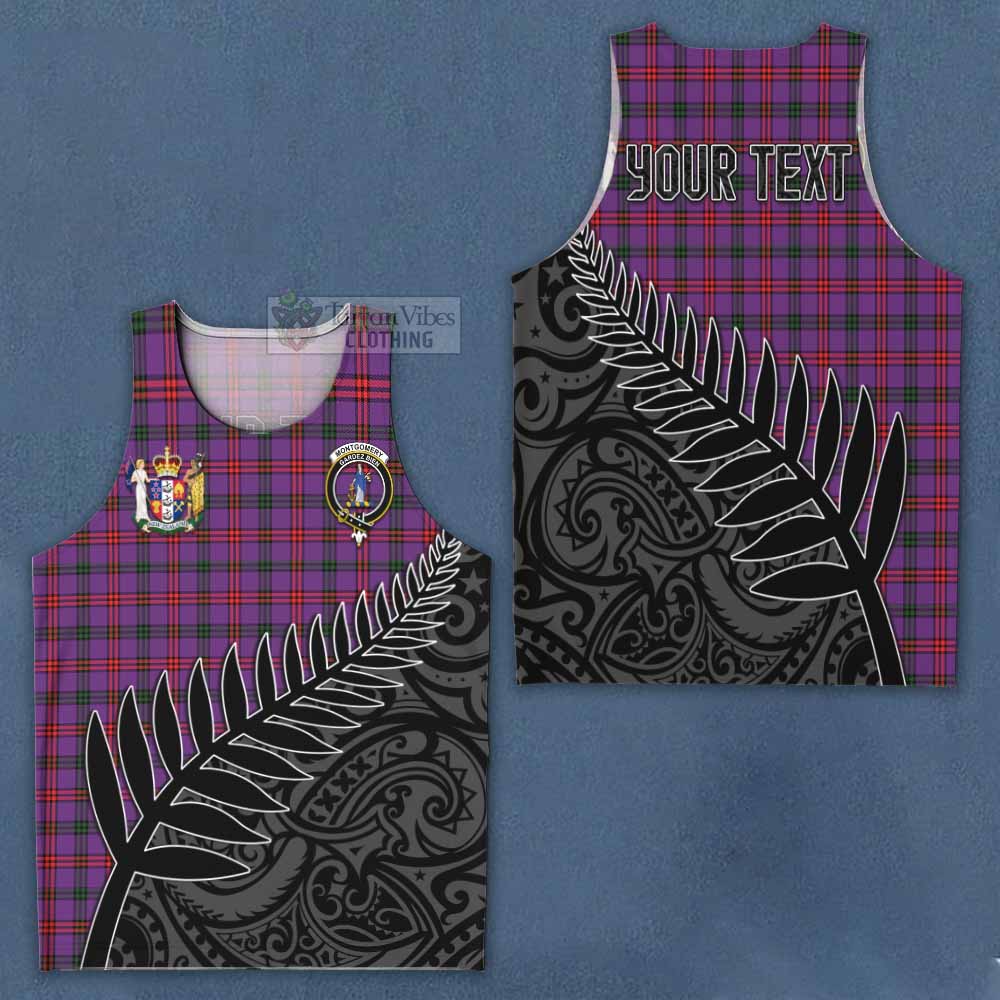 Tartan Vibes Clothing Montgomery Crest Tartan Men's Tank Top with New Zealand Silver Fern Half Style