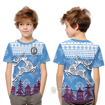 Montgomery Clan Christmas Kid T-Shirt Celtic Reindeer Style