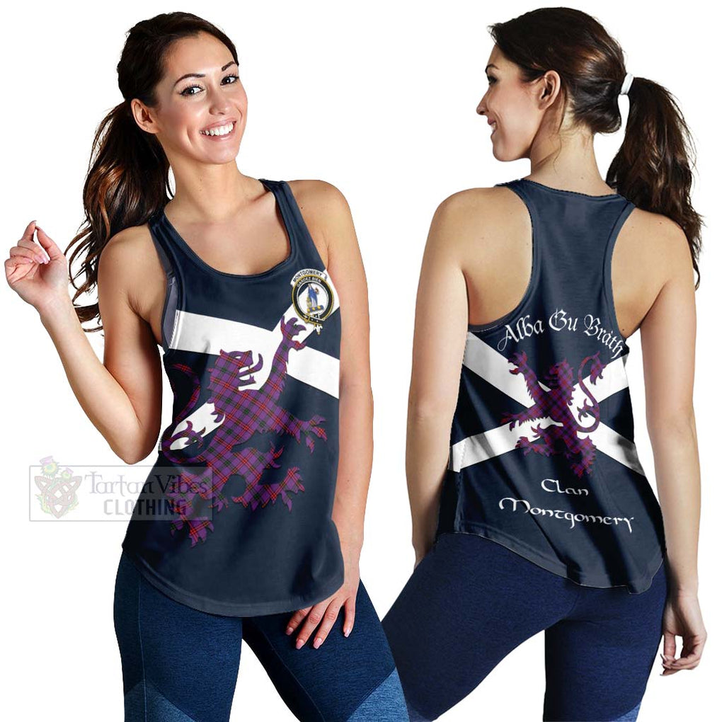 Tartan Vibes Clothing Montgomery Tartan Lion Rampant Women's Racerback Tanks – Proudly Display Your Heritage with Alba Gu Brath and Clan Name