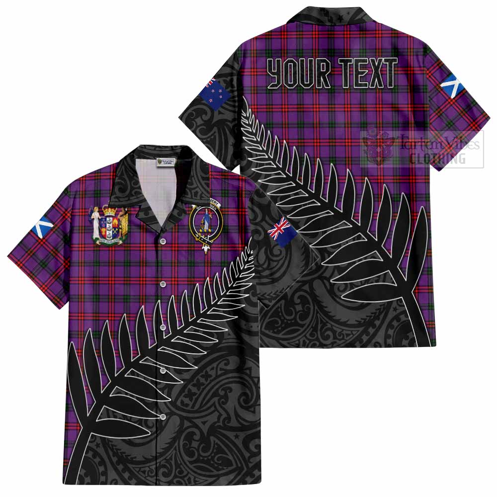 Tartan Vibes Clothing Montgomery Crest Tartan Short Sleeve Button Shirt with New Zealand Silver Fern Half Style