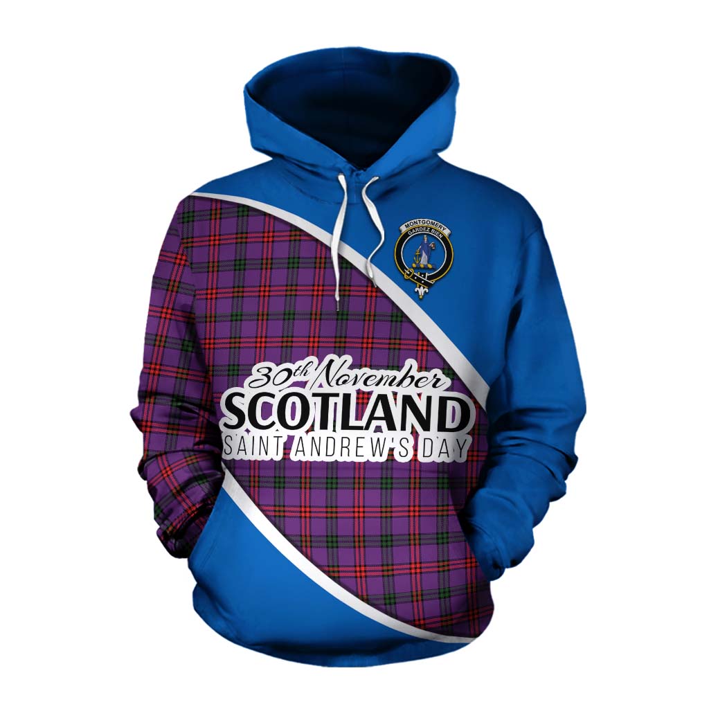 Tartan Vibes Clothing Montgomery Family Crest Tartan Cotton Hoodie Celebrate Saint Andrew's Day in Style