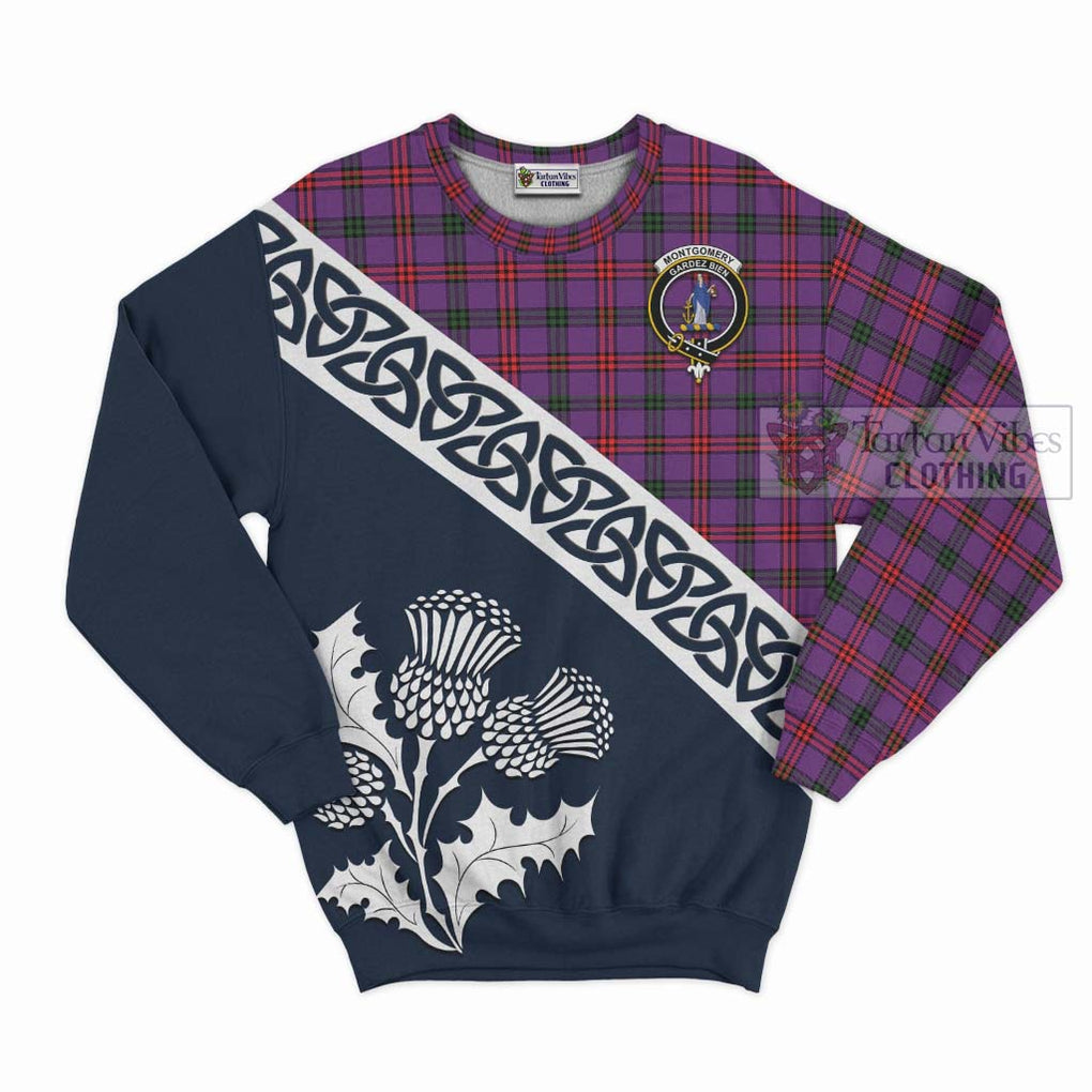 Tartan Vibes Clothing Montgomery Tartan Sweatshirt Featuring Thistle and Scotland Map