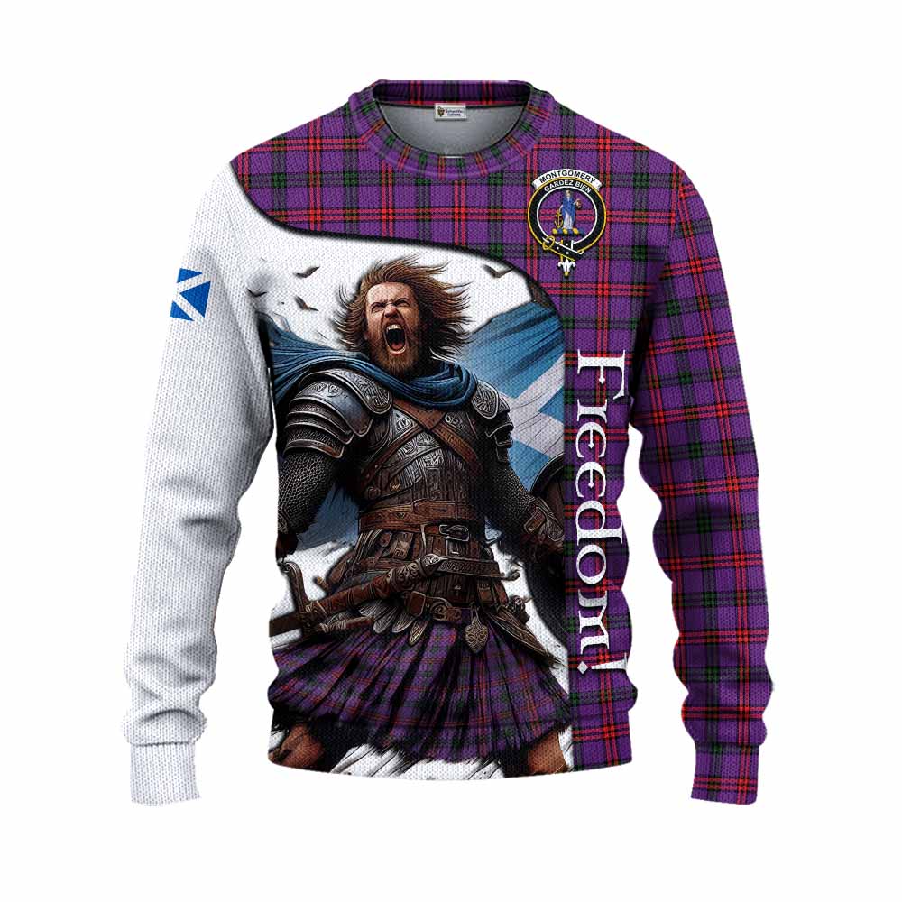 Tartan Vibes Clothing Montgomery Crest Tartan Knitted Sweater Inspired by the Freedom of Scottish Warrior