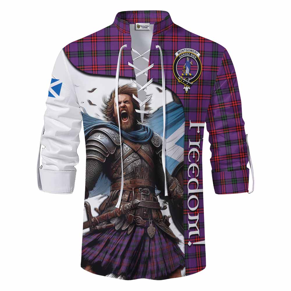 Tartan Vibes Clothing Montgomery Crest Tartan Ghillie Kilt Shirt Inspired by the Freedom of Scottish Warrior