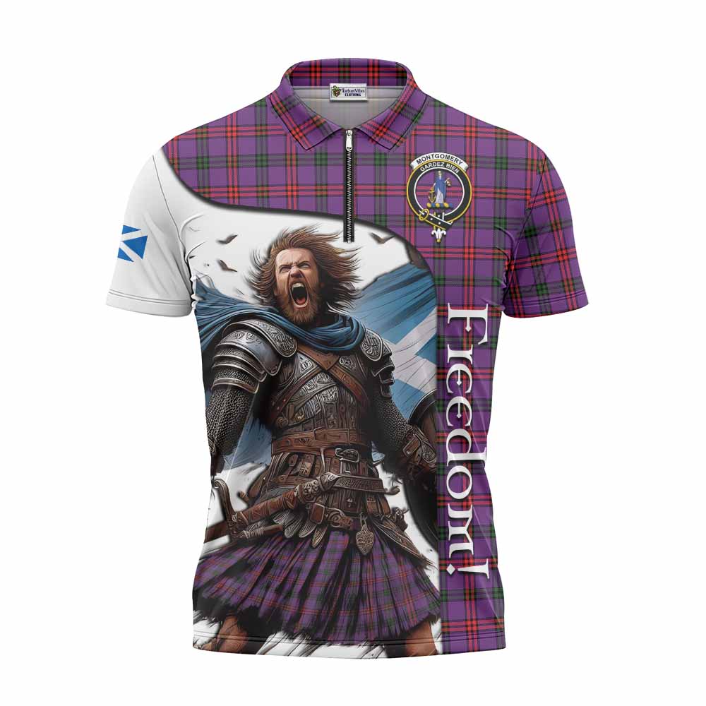 Tartan Vibes Clothing Montgomery Crest Tartan Zipper Polo Shirt Inspired by the Freedom of Scottish Warrior