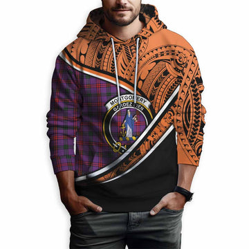 Montgomery Crest Tartan Hoodie with Polynesian Vibes Style - Orange Version