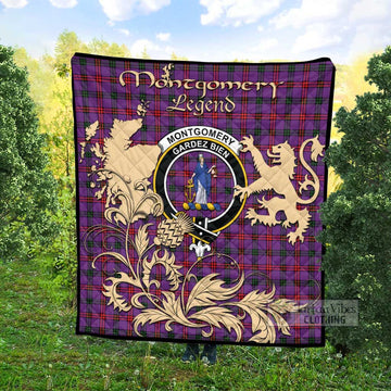 Montgomery Tartan Quilt with Family Crest and Scottish Symbol Style