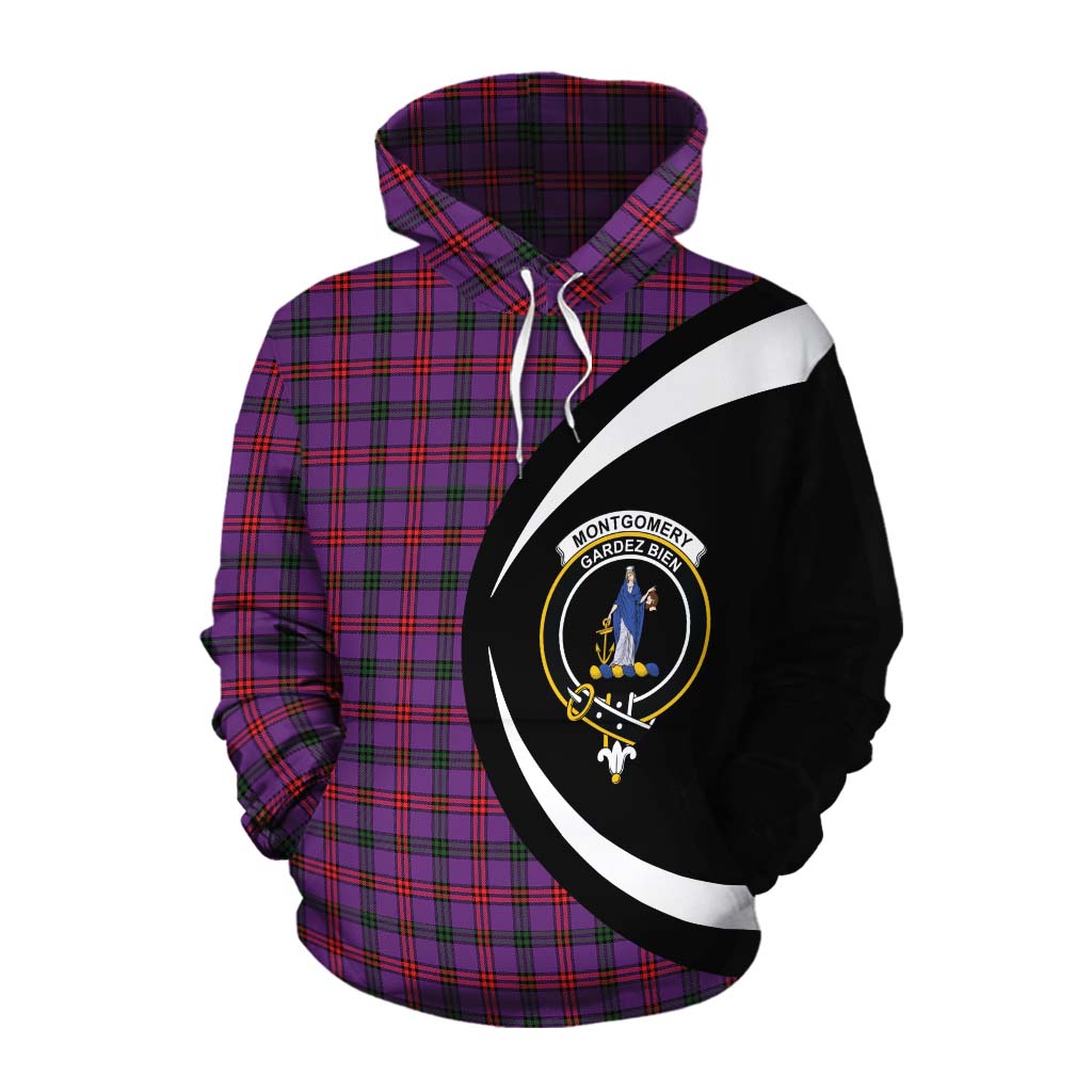 Tartan Vibes Clothing Montgomery Tartan Cotton Hoodie with Family Crest Circle Style