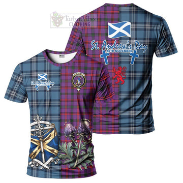 Montgomery Tartan T-Shirt Happy St. Andrew's Day Half Tartan Style