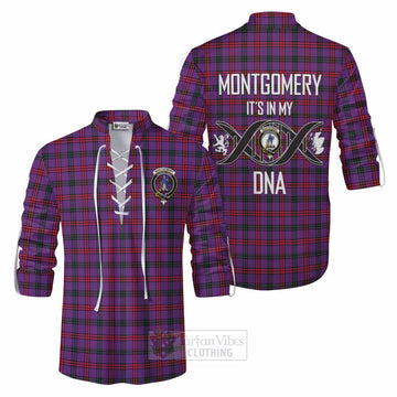 Montgomery Tartan Ghillie Kilt Shirt with Family Crest DNA In Me Style