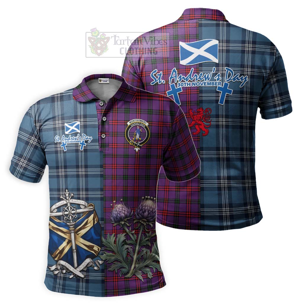 Tartan Vibes Clothing Montgomery Tartan Polo Shirt Happy St. Andrew's Day Half Tartan Style