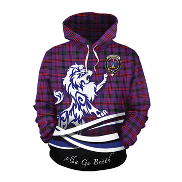 Montgomery Tartan Cotton Hoodie with Alba Gu Brath Regal Lion Emblem