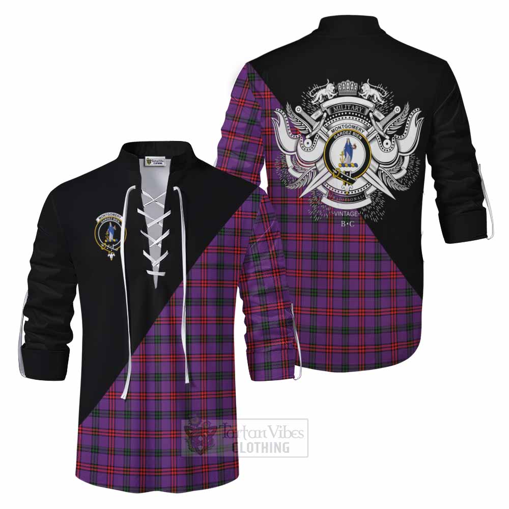 Tartan Vibes Clothing Montgomery Tartan Ghillie Kilt Shirt with Family Crest and Military Logo Style