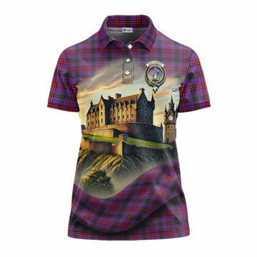 Montgomery Tartan Family Crest Women's Polo Shirt with Scottish Ancient Castle Style