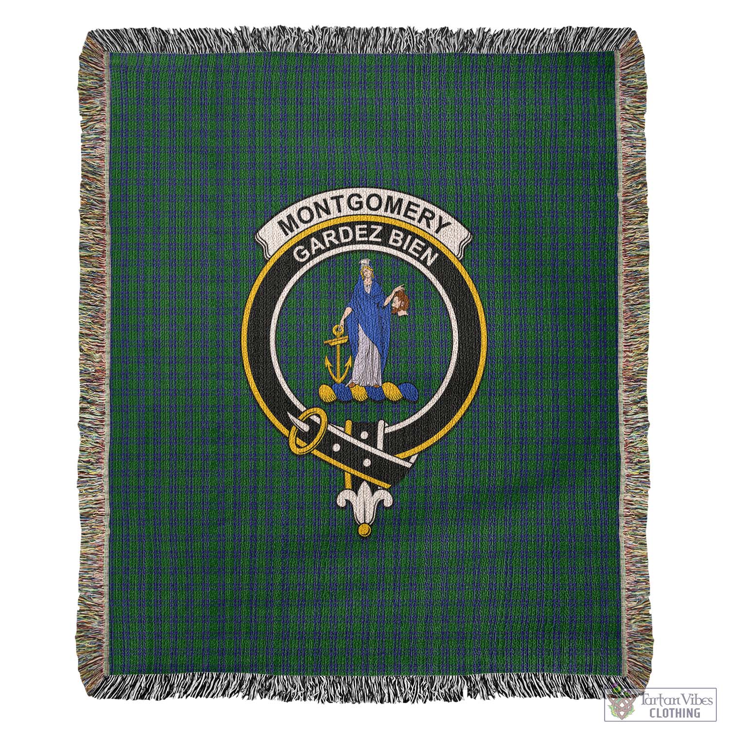 Tartan Vibes Clothing Montgomery Tartan Woven Blanket with Family Crest