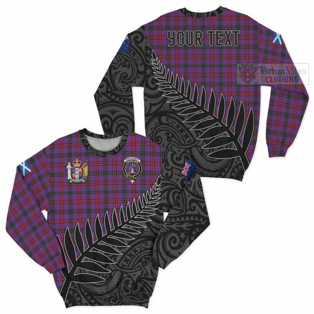 Tartan Vibes Clothing Montgomery Crest Tartan Sweatshirt with New Zealand Silver Fern Half Style