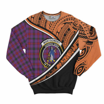 Montgomery Crest Tartan Sweatshirt with Polynesian Vibes Style - Orange Version