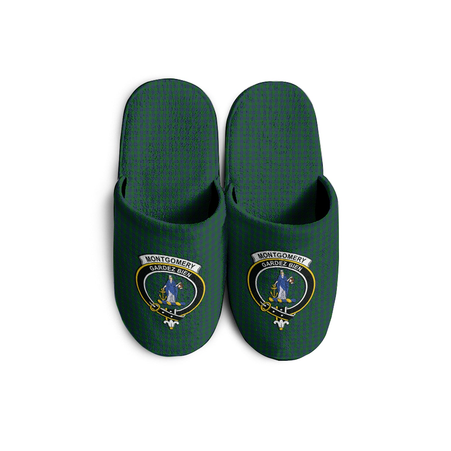Montgomery Tartan Home Slippers with Family Crest - Tartanvibesclothing Shop