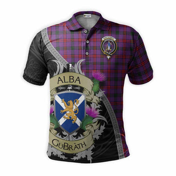 Montgomery Tartan Family Crest Polo Shirt Lion Rampant Royal Thistle Shield Celtic Inspired